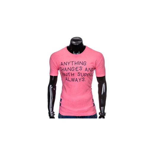 T-shirt męski z nadrukiem S986 - różowy