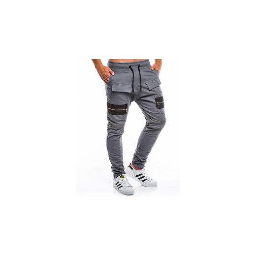 Spodnie męskie joggery P708 - szare