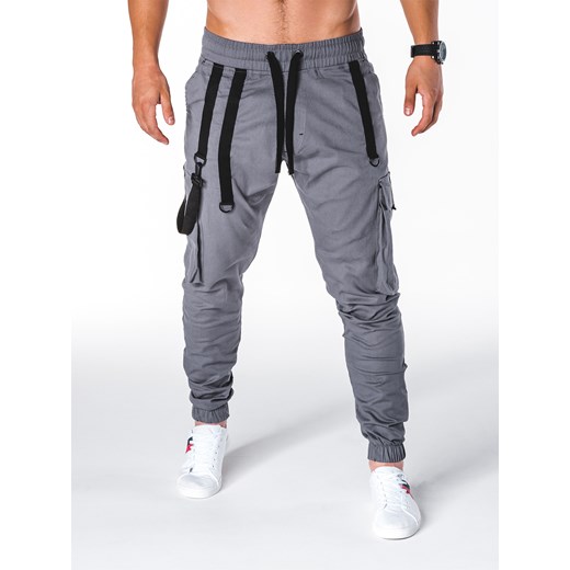 Spodnie męskie joggery P716 - szare