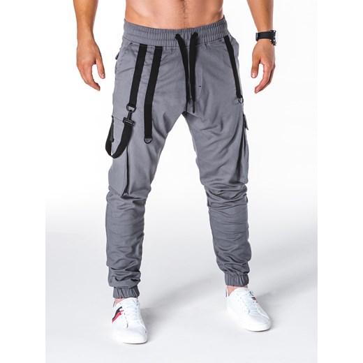 Spodnie męskie joggery P716 - szare