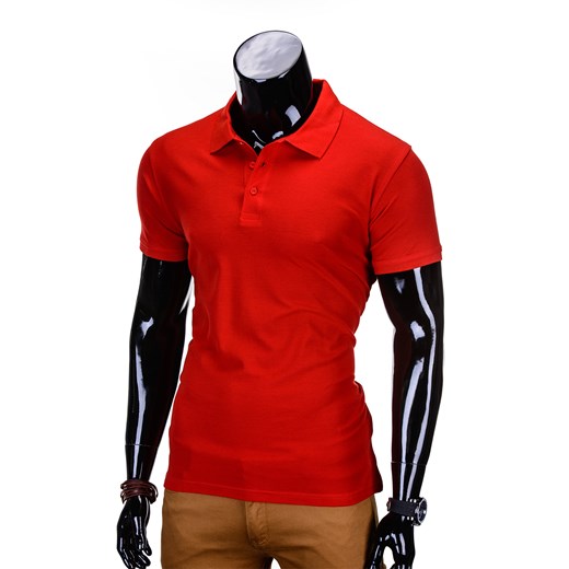 Koszulka męska polo bez nadruku S715 - czerwona