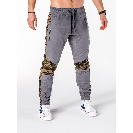 Spodnie męskie joggery P387 - szare