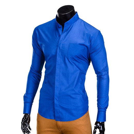 Koszula męska elegancka z długim rękawem BASIC - niebieska K307