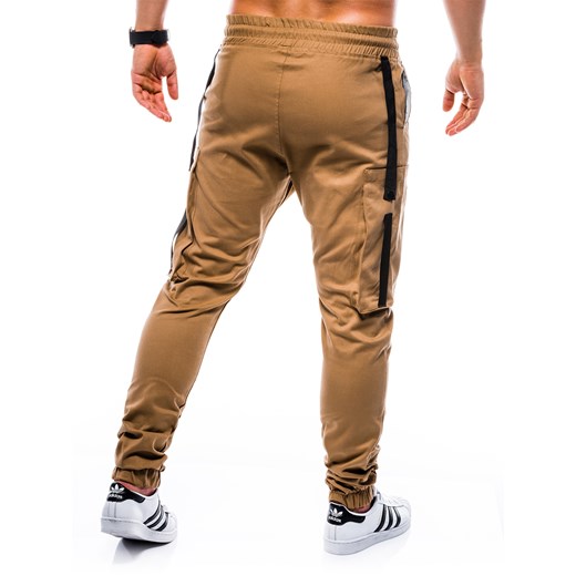 Spodnie męskie joggery P671 - rude