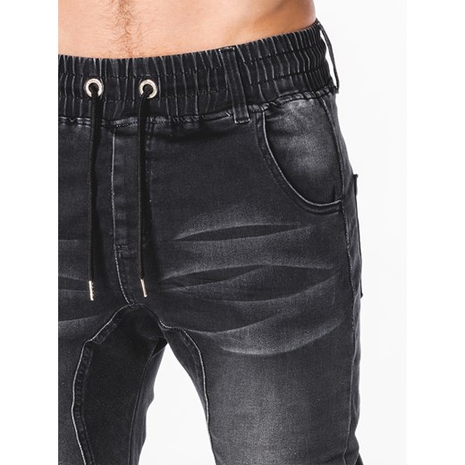 Spodnie męskie jeansowe joggery P407 - czarne