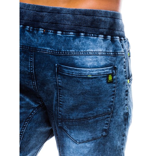 Spodnie męskie jeansowe joggery P652 - niebieskie