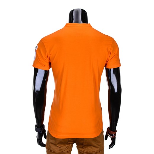 T-shirt męski bez nadruku S665 - pomarańczowy