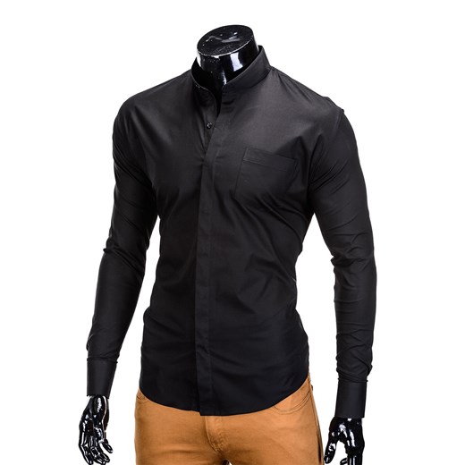 Koszula męska elegancka z długim rękawem BASIC K307 - czarna