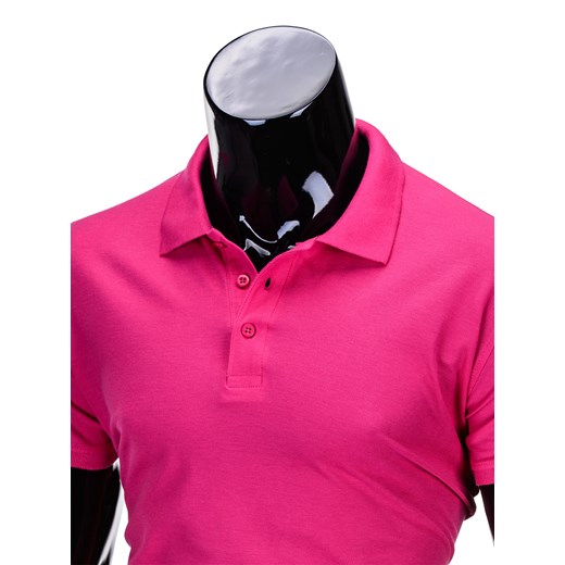 Koszulka męska polo bez nadruku S715 - różowa