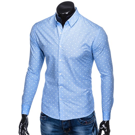 Koszula męska Ombre Clothing casual z klasycznym kołnierzykiem z długim rękawem