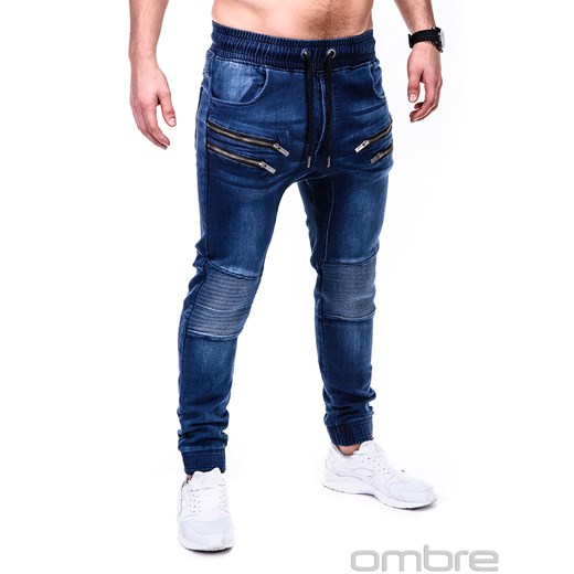 Spodnie męskie jeansowe joggery P405 - granatowe