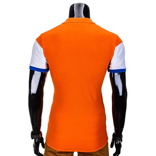 Koszulka męska polo bez nadruku S833 - pomarańczowa