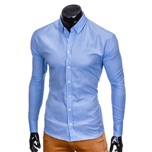 Koszula męska elegancka z długim rękawem K408 - błękitna