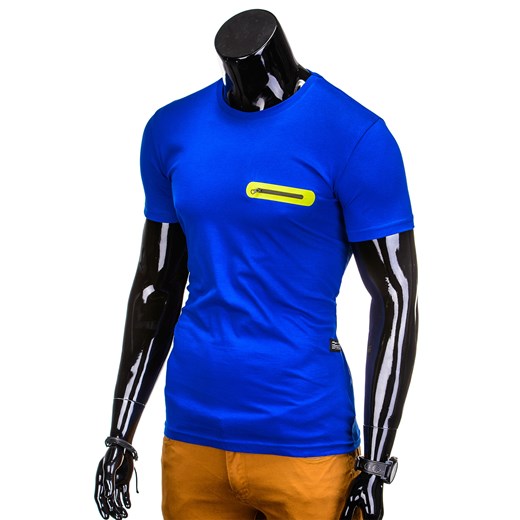 T-shirt męski bez nadruku S824 - niebieski