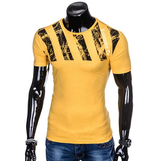 T-shirt męski z nadrukiem S959 - żółty