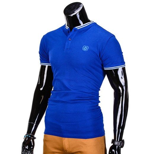 Koszulka męska polo bez nadruku S843 - niebieska