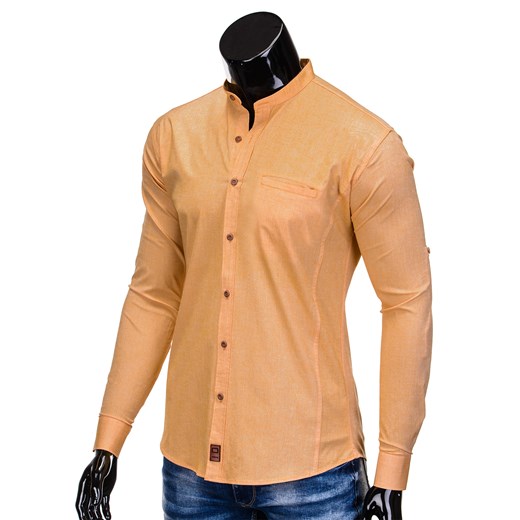 Koszula męska z długim rękawem K353 - pomarańczowa