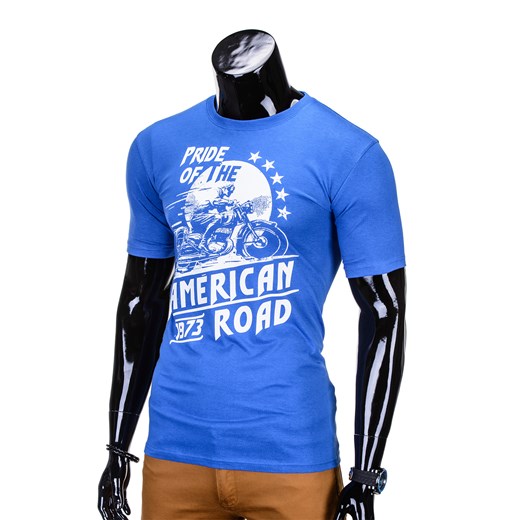 T-shirt męski z nadrukiem S753 - niebieski