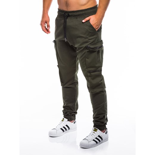 Spodnie męskie joggery P706 - khaki