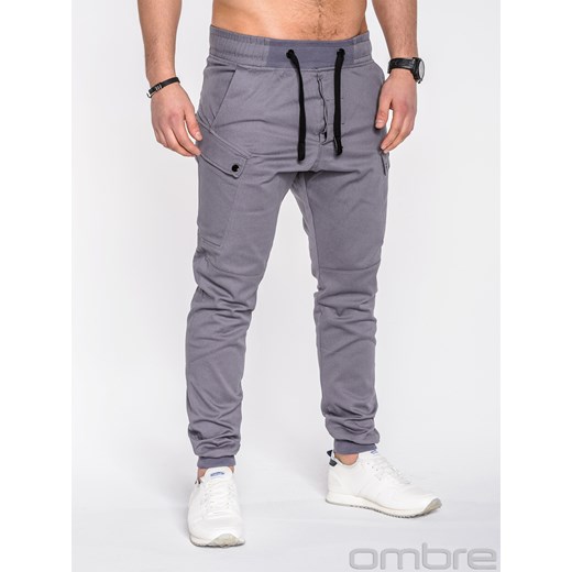 Spodnie męskie joggery P474 - szare