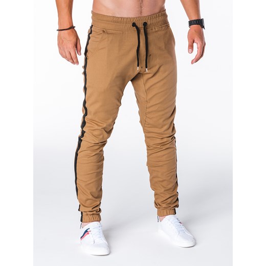 Spodnie męskie joggery P670 - rude