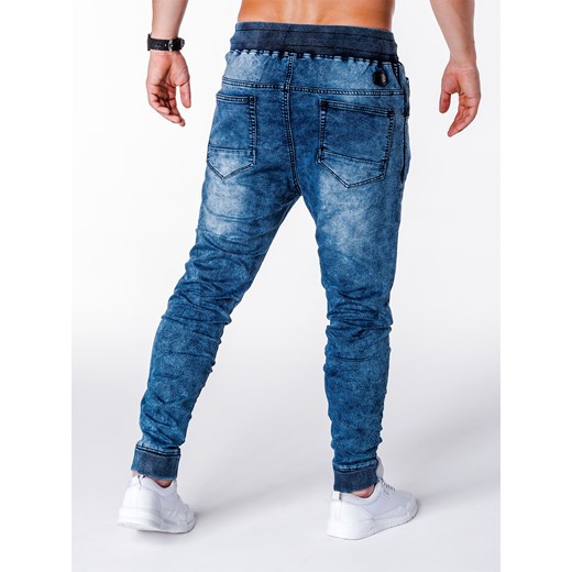 Spodnie męskie jeansowe joggery P650 - niebieskie