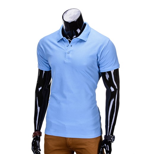 Koszulka męska polo bez nadruku S715 - błękitna
