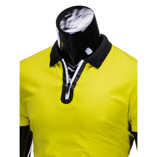 Koszulka męska polo bez nadruku S664 - żółta