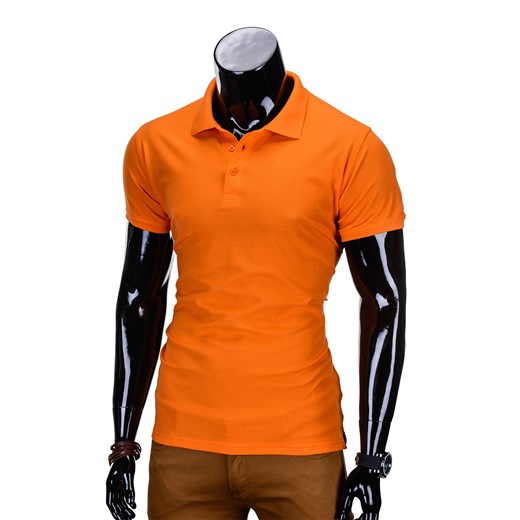 Koszulka męska polo bez nadruku S715 - pomarańczowy