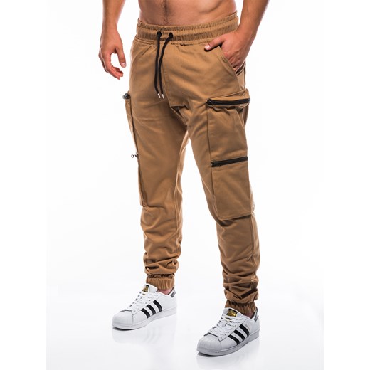 Spodnie męskie joggery P706 - rude
