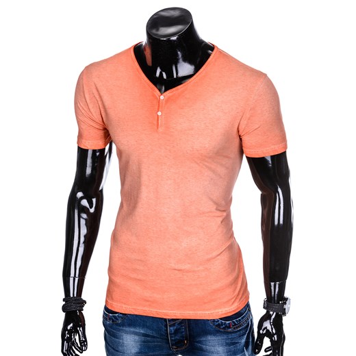 T-shirt męski bez nadruku S894 - pomarańczowy