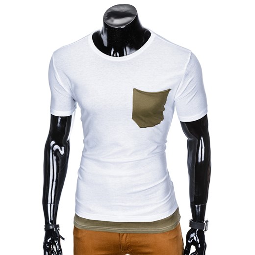 T-shirt męski bez nadruku S963 - biały