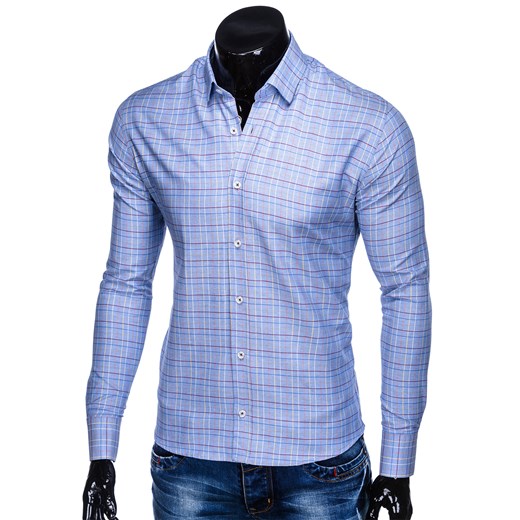 Koszula męska Ombre Clothing z klasycznym kołnierzykiem niebieska 