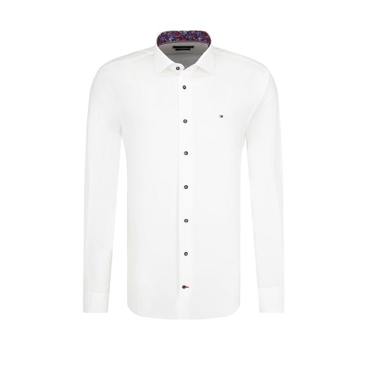 Koszula męska biała Tommy Hilfiger Tailored jesienna bez wzorów z długim rękawem 