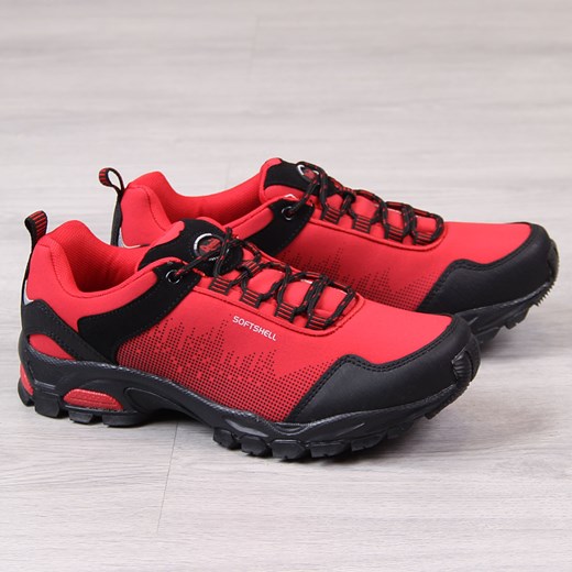 American Club buty trekkingowe damskie czerwone sznurowane bez wzorów 