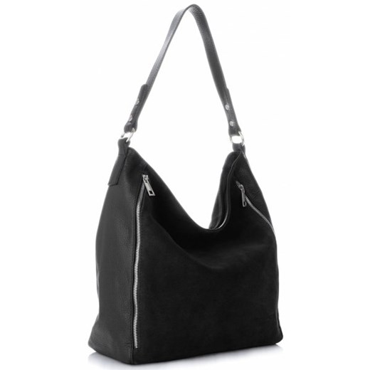 Shopper bag Vittoria Gotti skórzana z zamszu średniej wielkości 