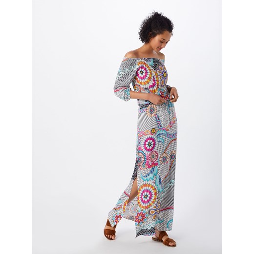 Sukienka Desigual maxi na spacer z odkrytymi ramionami z dekoltem typu hiszpanka 