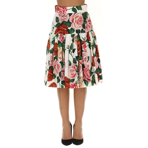 Spódnica Dolce & Gabbana w kwiaty midi bawełniana 