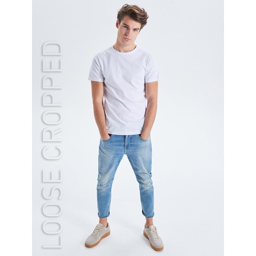 Cropp jeansy męskie niebieskie bez wzorów 