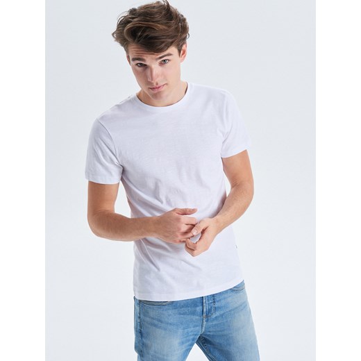 T-shirt męski Cropp biały z krótkim rękawem 