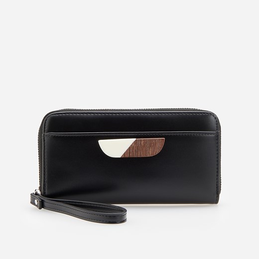 Reserved portfel damski czarny gładki elegancki 