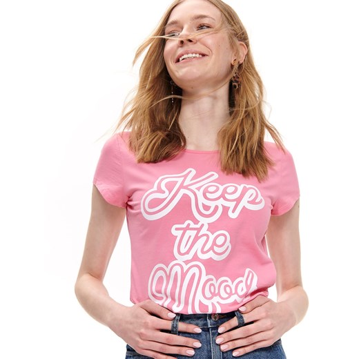 Bluzka damska różowa Top Secret z okrągłym dekoltem młodzieżowa 