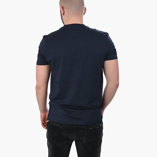 Niebieski t-shirt męski Alpha Industries z krótkimi rękawami bez wzorów casual 