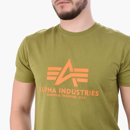 T-shirt męski Alpha Industries zielony bawełniany 