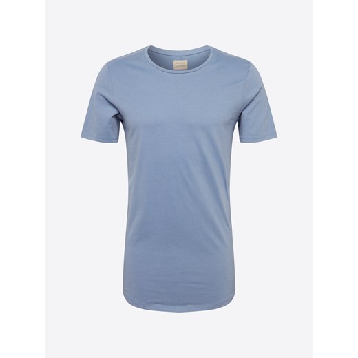 T-shirt męski niebieski Jack & Jones bez wzorów z krótkimi rękawami z jerseyu 