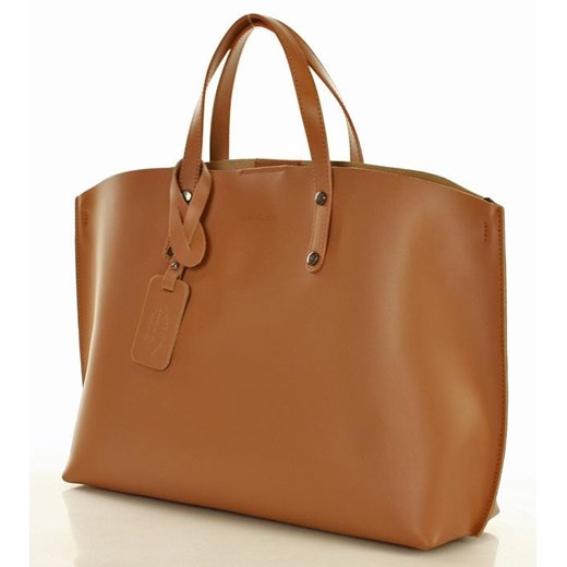 Shopper bag Mazzini brązowa średniej wielkości retro matowa do ręki 