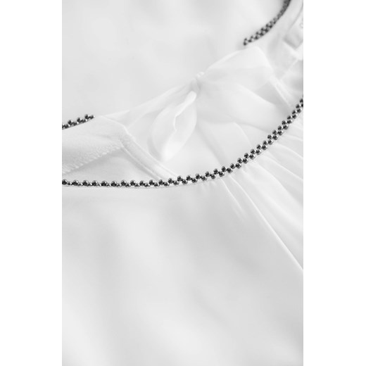 Bluzka damska ORSAY z okrągłym dekoltem biała gładka z długimi rękawami 