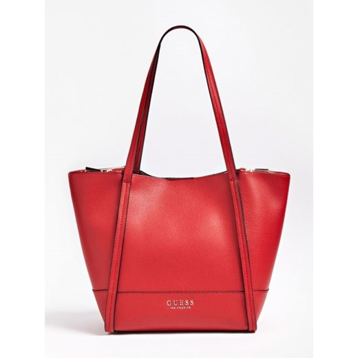 Shopper bag Guess matowa czerwona bez dodatków 