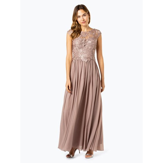 Sukienka różowa Luxuar Fashion z okrągłym dekoltem balowe bez rękawów maxi 