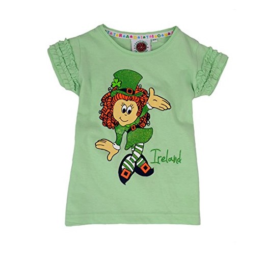 T-shirt z nadrukiem irlandzkiego dla dzieci dziewczynki karzeł druku ekologicznego -  zielony